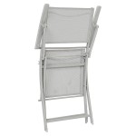 [Obrázek: Zahradní kovová židle MODULA světle šedá, stříbrné područky